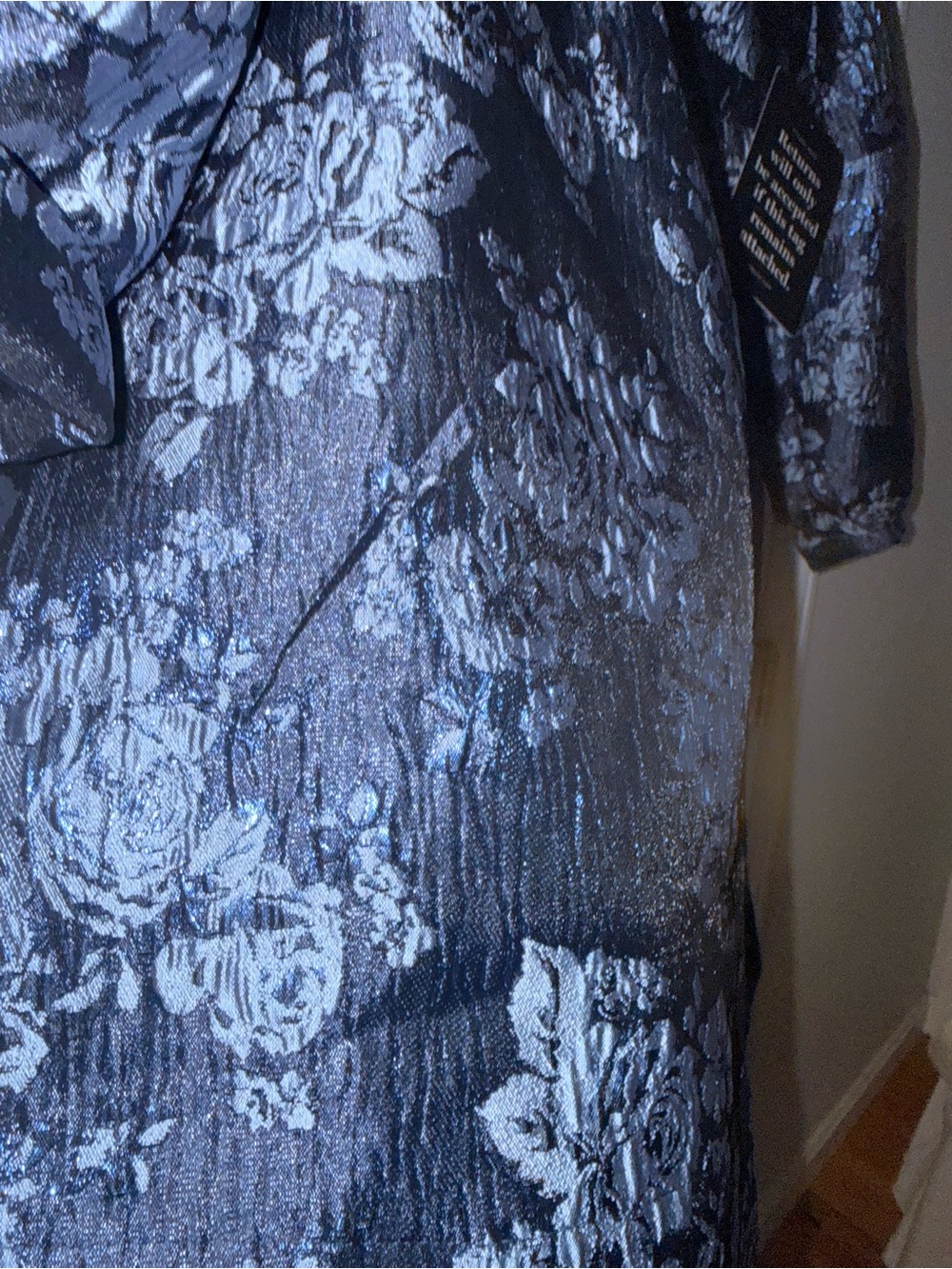 Tuckernuck-Blue Floral V-Neck Long Sleeve Mini Dress - Picture 3 of 4